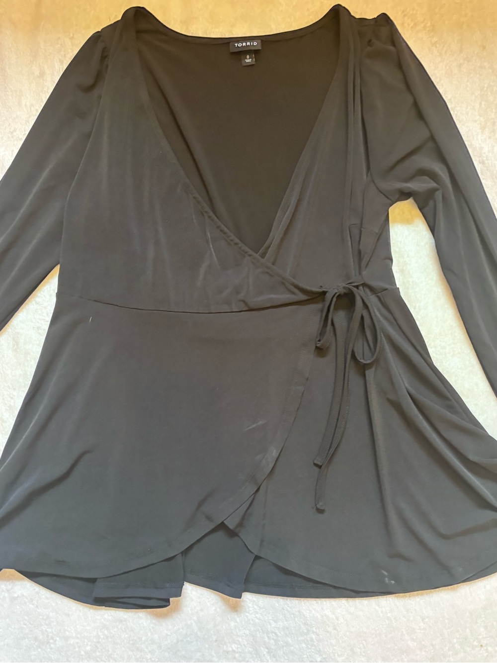 Torrid Black Long Sleeve Wrap Blouse
